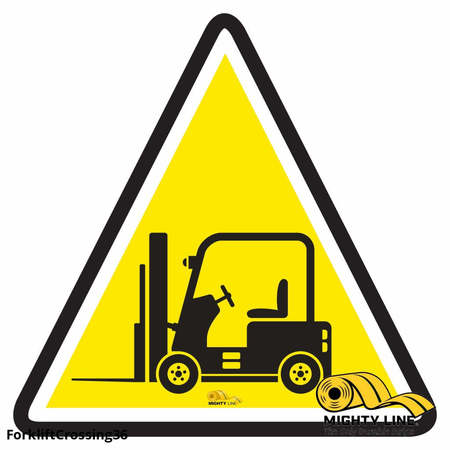 MIGHTY LINE Forklift Crossing, Floor Marking Sign, 3 FORKLIFTCROSSING36