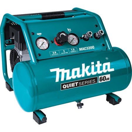 Makita Quiet Series Electric Air Compressor, 1-1/2 HP, 3.0Gal, Oil-Free MAC320Q