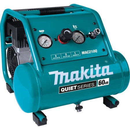 Makita Quiet Series Electric Air Compressor, 1 HP, 2.0Gal, Oil-Free MAC210Q