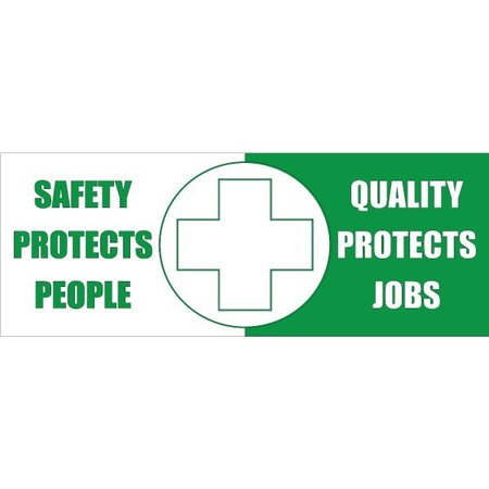 VISUAL WORKPLACE Safety Banner, 13 oz., 3 ft.x8 ft., Safety 60-45-3696-SA749