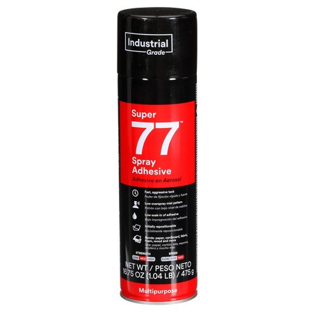 3M Spray Adhesive, Super 77 Series, 16.75 fl oz, Aerosol Can SUPER 77