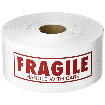 Tapecase FRAGILE Printed, White Kraft Tape, 3" x 450 ft. 150KPT-2