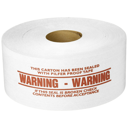 TAPECASE WARNING Printed, White Kraft Tape, 3"X450ft 150KPT-1