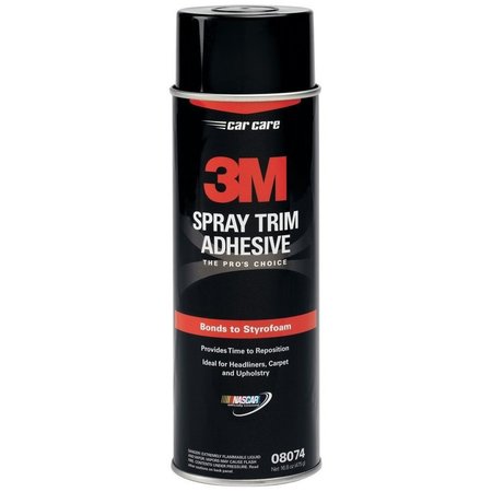 3M Spray Trim Adhesive, 8074 Series, Yellow, 24 oz, Aerosol Can 08074