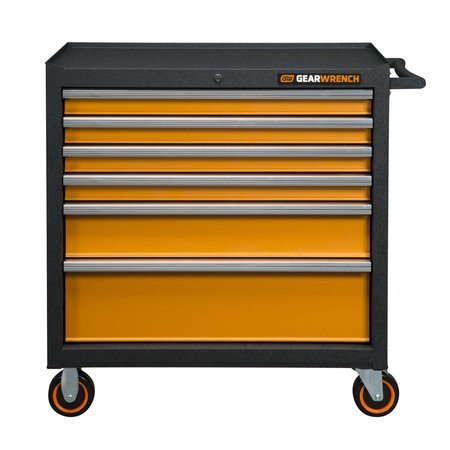 Gearwrench Tool Cabinet, 6 Drawer, Black/Orange, 36 in W 83243