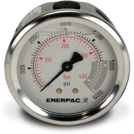 Enerpac G2534SR, Hydraulic Pressure Gauge, 2.5 in. Face, Rear Mount, Glycerine Filled, 6,000 maximum psi G2534SR