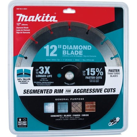 Makita Diamond Blade, 12" dia, 6300 RPM Max Speed E-02521