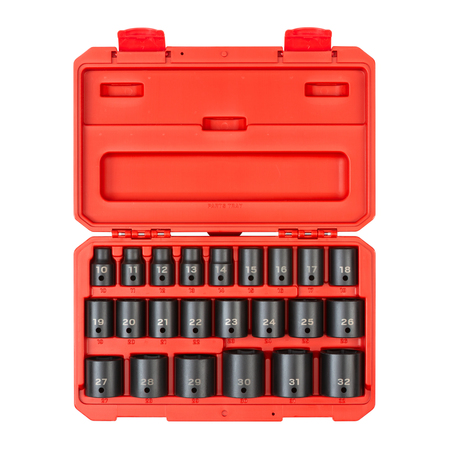 TEKTON 1/2 Inch Drive 6-Point Impact Socket Set, 23-Piece (10-32 mm) SID92322