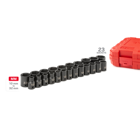 Tekton 1/2 Inch Drive 6-Point Impact Socket Set, 23-Piece (10-32 mm) SID92322