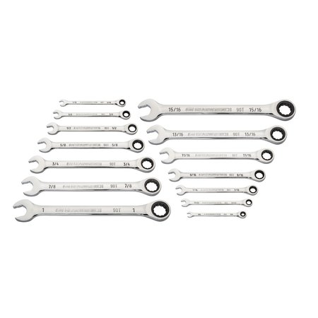 Gearwrench 14 Piece 90-Tooth 12 Point SAE Combination Ratcheting Wrench Set 86959