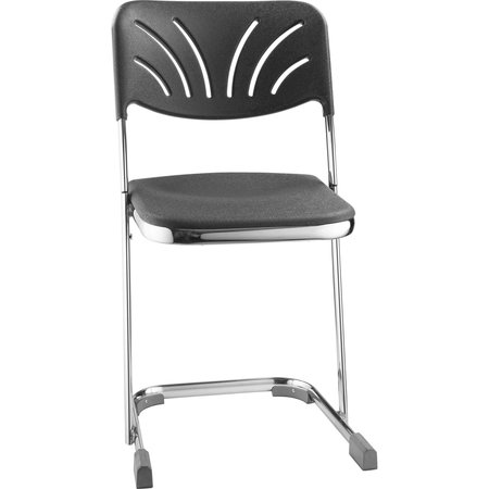 National Public Seating Square Stool with Backrest, Height 18"Black 6618B