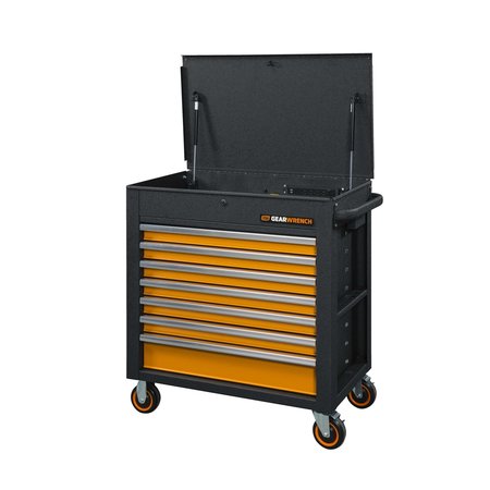 Gearwrench Tool Cart, 7 Drawer, Black/Orange, 35 in W 83246