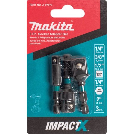 Makita ImpactX(TM) Socket Adapter Set 2", 3 pcs A-97673