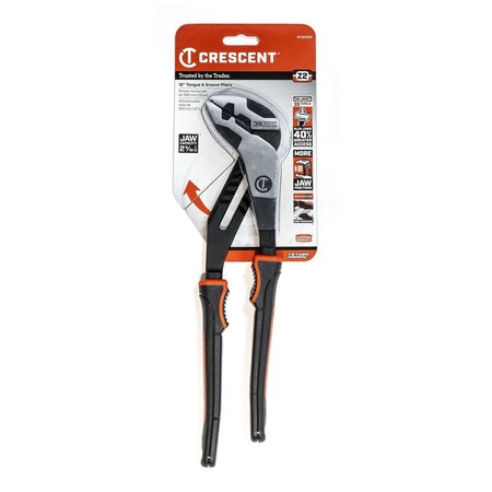 Crescent 12" Z2 K9™ Straight Jaw Dual Material Tongue and Groove Pliers RTZ212CG