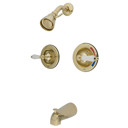 KINGSTON BRASS Tub and Shower Faucet, Polished Brass, Wall Mount GKB662PL