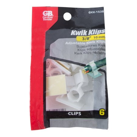 Gardner Bender Plastic Kwik Clip, 3/8", PK6 GKK-1538