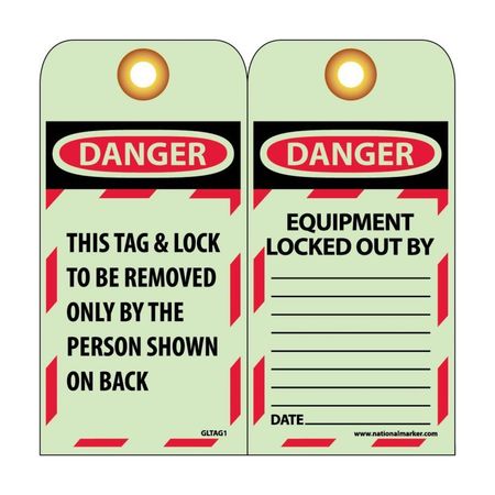 NMC Danger This Tag & Lock To Be Removed Only By Tag, Pk10 GLTAG1