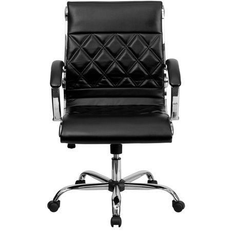 Flash Furniture Contemporary Chair, 18" to 22" Height, Fixed Arms, Black GO-1297M-MID-BK-GG