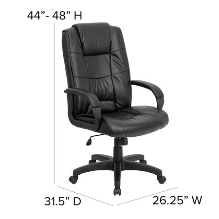 Flash Furniture Contemporary Chair, Leather, 18-1/2" to 22-1/2" Height, Fixed Arms, Black LeatherSoft GO-5301B-BK-LEA-GG