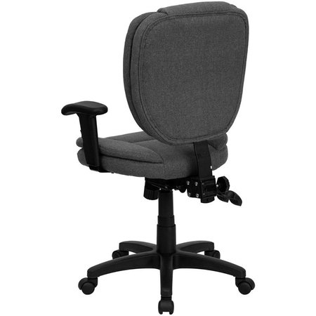 Flash Furniture Polypropylene Contemporary Chair, 18-1/4" to 21-1/2", Adjustable Arms, Gray Fabric GO-930F-GY-ARMS-GG