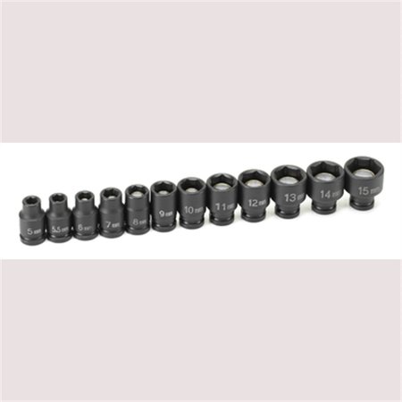 GREY PNEUMATIC 1/4" Drive Metric, 12 pcs 9712MG