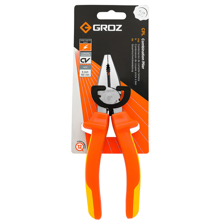 GROZ 1 Piece Combination Pliers, CV Steel Shock-Proof, Anti-Slip Handle 31530