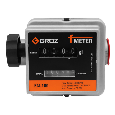 Groz Fuel Meter, Mechanical, 1" NPT Female 45685
