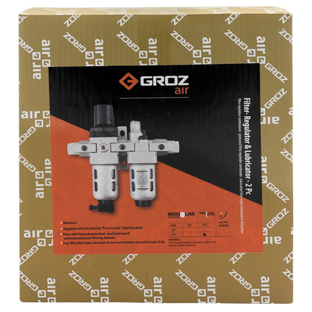 GROZ Filter/Regulator/Lubrcator, Mini, 1/4"NPT 60450