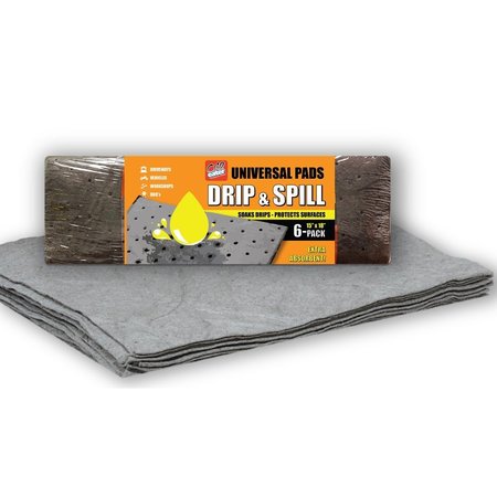 OIL EATER Drip and Spill Absorbent Pads, PK6 AOA-BPL006-GREY