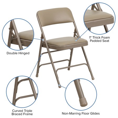 Flash Furniture Folding Chair, Beige Vinyl HA-MC309AV-BGE-GG