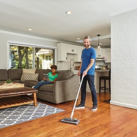 Black & Decker 50 Minute Powered Floor Sweeper - Powder White HFS115J10