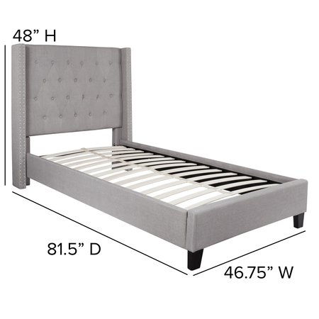 Flash Furniture Platform Bed, Riverdale, Twin, Light Gray HG-41-GG