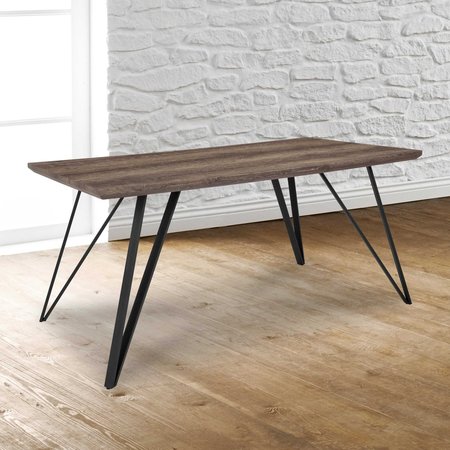 Flash Furniture Rectangle Brown Dining Table, 63" x 31.5", 31.5" W, 63" L, 29.25" H, Wood Top, Wood Grain HG-DT012-49034-GG