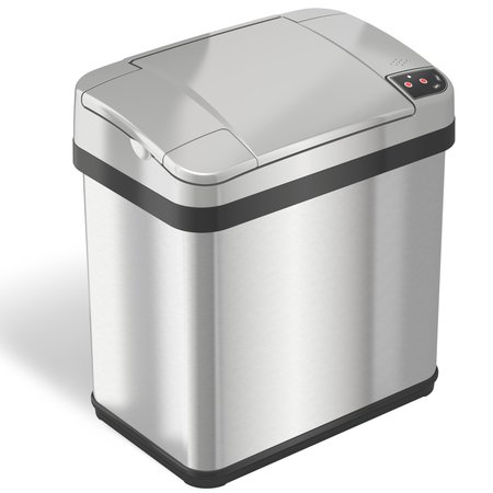 HLS COMMERCIAL 2 gal Rectangular Trash Can, Silver, Stainless Steel HLS02SS