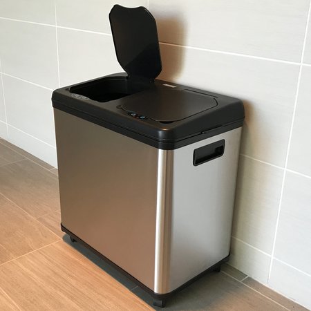 Hls Commercial Recycling Bin, Satin Black/Satin Alum, Stainless Steel HLS16DCSS