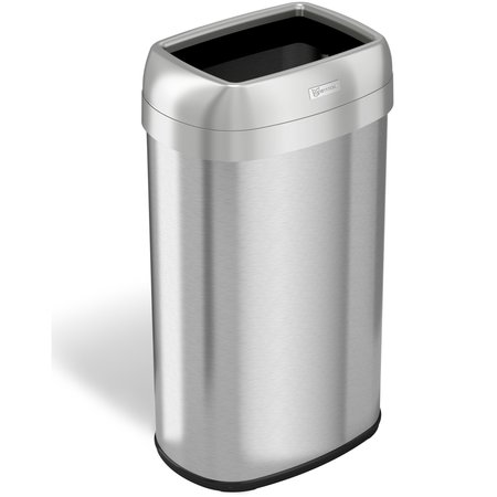 HLS COMMERCIAL 16 gal Oval Trash Can, Silver, Stainless Steel HLS16STV