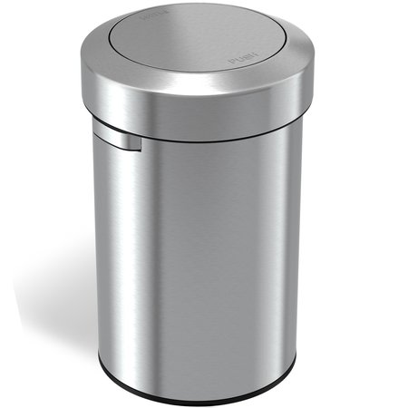 HLS COMMERCIAL 17 gal Round Round Swing Top Trash Can, Stainless Ste, Silver, Stainless Steel HLS17FTS