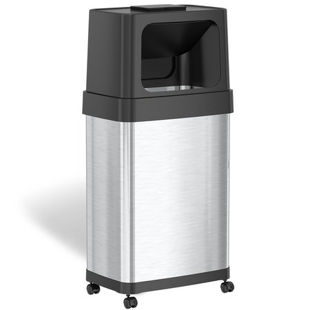 HLS COMMERCIAL 18 gal Rectangular Trash Can, Silver, Stainless Steel HLS18DPO