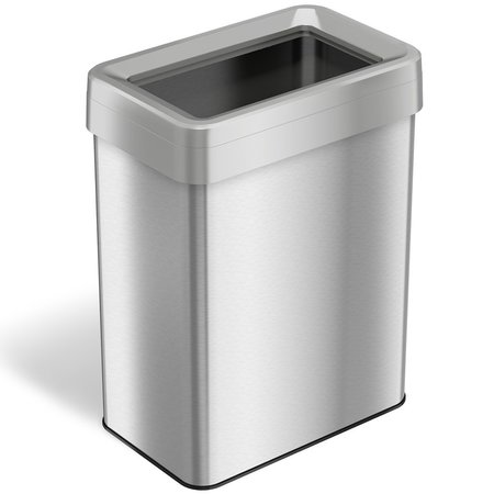 HLS COMMERCIAL 18 gal Rectangular Trash Can, Silver, Stainless Steel HLS18UOT