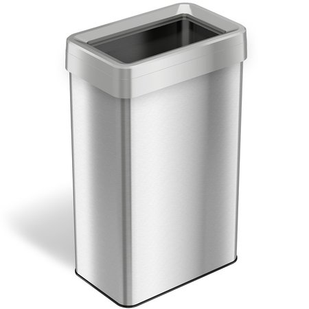 HLS COMMERCIAL 21 gal Rectangular Trash Can, Silver, Stainless Steel HLS21UOT