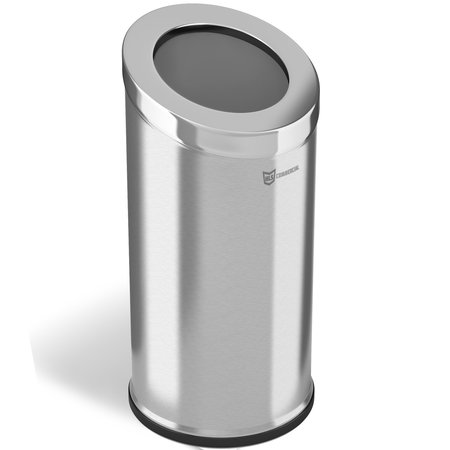 HLS COMMERCIAL 15 gal Round Trash Can, Silver, Stainless Steel HLSC04G15A