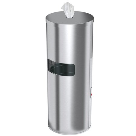 HLS COMMERCIAL 9 gal Round Trash Can, Silver, Stainless Steel HLSC09WSR