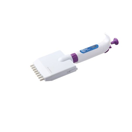 HEATHROW SCIENTIFIC Micro Pipette, 8 Chnnl, Wht/Prpl, 30-300ul HS120216