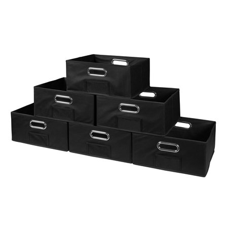 REGENCY Folding Storage Bin, Black, Fabric, 12 in L, 12 in W, 5 1/2 in H, 6 PK HTOTE066PKBK