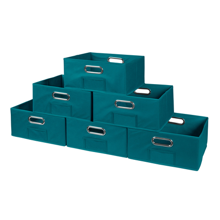 REGENCY Folding Storage Bin, Teal, Fabric, 12 in L, 12 in W, 5 1/2 in H, 6 PK HTOTE066PKTL