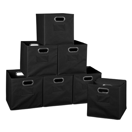 Regency Folding Storage Bin, Black, Fabric, 12 in L, 12 in W, 12 in H, 12 PK HTOTE12PKBK