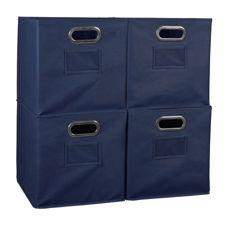 Regency Folding Storage Bin, Blue, Fabric, 12 in L, 12 in W, 12 in H, 4 PK HTOTE4PKBE
