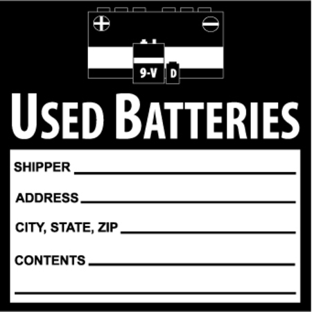 NMC Used Batteries Hazmat Label, Material: Pressure Sensitive Paper HW37AL
