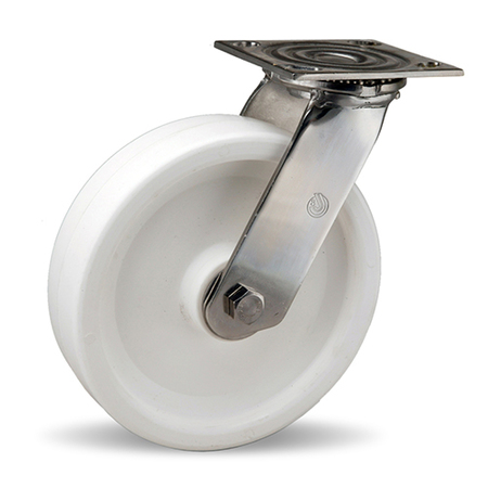 HAMILTON Stainless Steel Swivel Caster, 8" x 2" Aqualite Polyolefin (75D) Wheel, 3/4" Delrin Bearing S-STA-8AZ