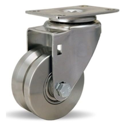 Hamilton Stainless Steel Swivel Caster, 3" x 1 3/8" Stainless Steel V-Grooved Wheel, 1/2" Delrin Bearing S-STL-3SVZ